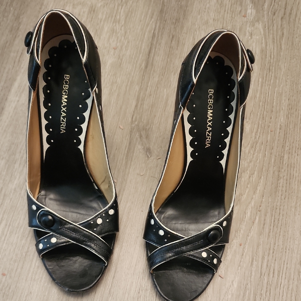 BCBGMaxAzria Black Peep-Toe Heels